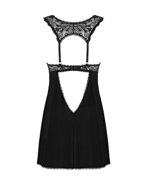Сорочка бебі-дол з мереживом на грудях Obsessive Donna Dream babydoll M/L Black, стрінги SO8631 фото