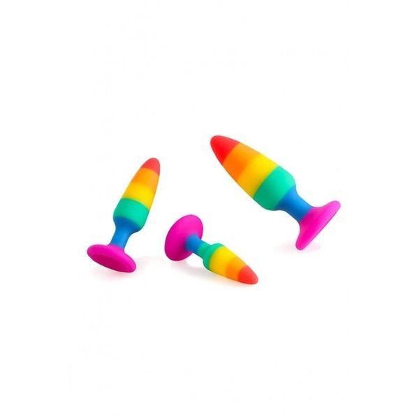 Силиконовая анальная пробка Wooomy Hiperloo Silicone Rainbow Plug L, диаметр 3,9 см, длина 13,1 см SO7434 фото