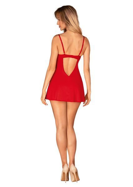 Пеньюар Obsessive Ingridia chemise & thong XL/2XL, красный, сорочка, стринги SO9038 фото