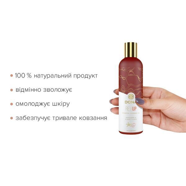 Натуральна масажна олія DONA Rev Up &ndash; Mandarin & Ylang YIang (120 мл) з ефірними оліями SO2621 фото