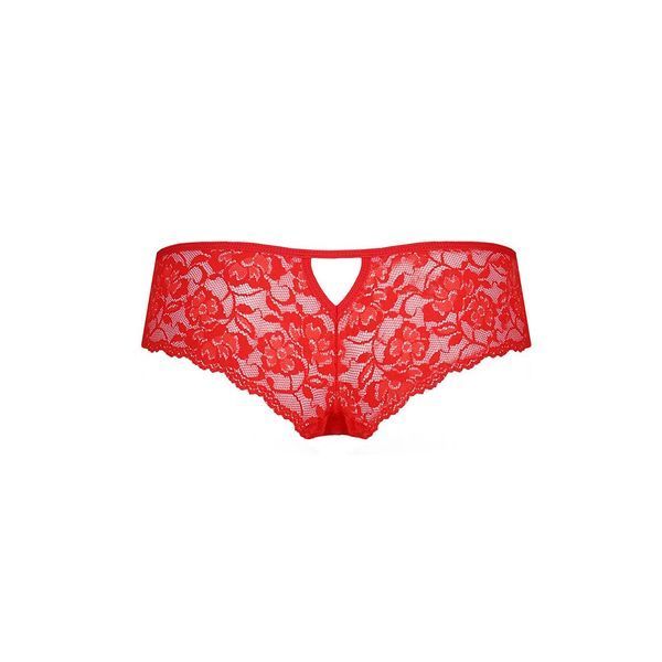 Трусики-бразилиана из цветочного кружева Passion RAJA THONG S/M, red SO5377 фото