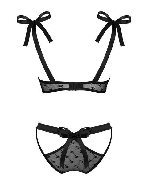 Полупрозрачный эротический комплект Obsessive Obsessivia 2pcs set black S/M, бюстгальтер и трусики, SO7297 фото