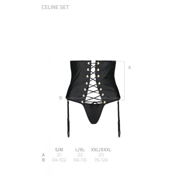 Пояс-корсет из экокожи Passion CELINE SET XXL/XXXL, white, шнуровка, съемные пажи для чулок, стринги SO6409 фото