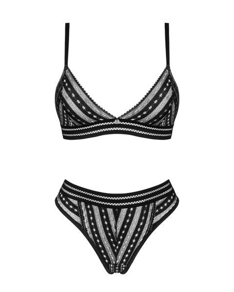 Комплект білизни Obsessive Natilya 2-pcs set XS/S, black, бюстгальтер, трусики SO7717 фото