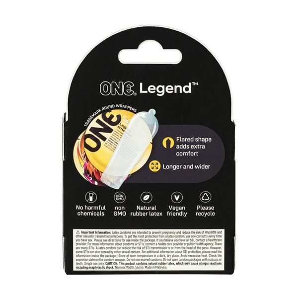 Презервативи ONE Legend Extra Large 3 шт, картонна коробка (м'ята упаковка!!!) SX0781-R фото