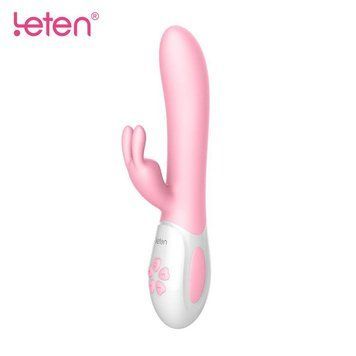 Вибратор-кролик с массирующим стволом и подогревом Leten Abby Pink, два мотора SO3600 фото