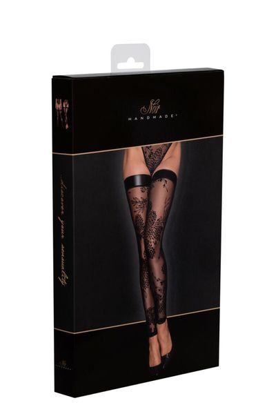 Панчохи Noir Handmade F243 Tulle stockings with patterned flock embroidery - M SX0156 фото