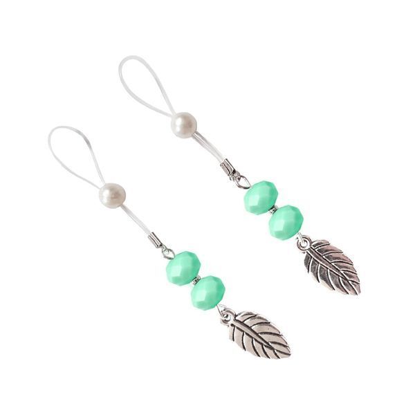 Украшения с бусинами и листиком для сосков Art of Sex &ndash; Nipple Jewelry Leaf, мятные SO5397 фото