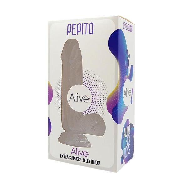 Прозрачный фаллоимитатор Alive Jelly Dildo Pepito, ТПЕ, присоска, диаметр 3,5см, длина 15,5см SO3982 фото