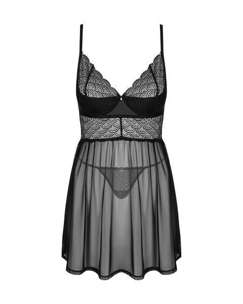Еротичний комплект Obsessive Chemeris babydoll & thong XL/2XL, пеньюар та стрінги SO9760 фото
