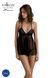 Пеньюар Passion KERRIA CHEMISE black, XXL/XXXL, мереживний верх, трусики в комплекті SX0490 фото 1
