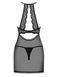 Прозрачная сорочка с открытой грудью Obsessive Pearlove chemise & thong black S/M, трусики SO7877 фото 4