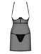 Прозрачная сорочка с открытой грудью Obsessive Pearlove chemise & thong black S/M, трусики SO7877 фото 3