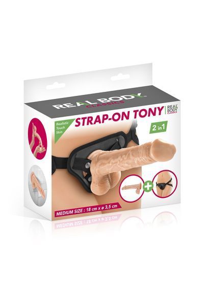 Жіночий страпон-трусики 2в1 Real Body &mdash; Tony (м'ята упаковка!!) SO7004-R фото