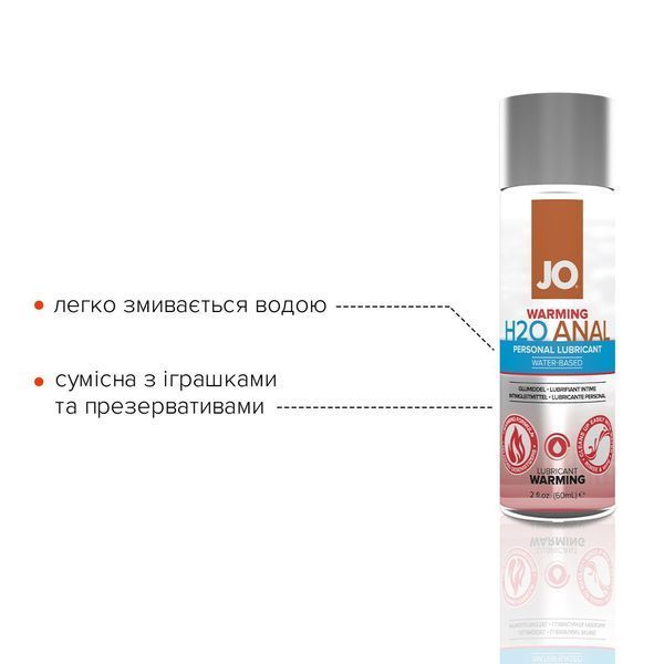 Анальная смазка JO ANAL H2O &mdash; WARMING (60 мл) разогревающая, на водной основе SO1457 фото