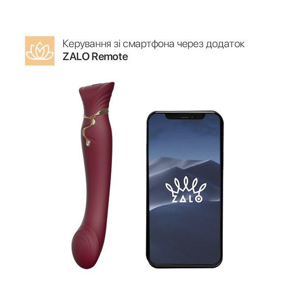 Смартвибратор 3в1 Zalo &mdash; Queen Wine Red, пульсирующая жемчужина и вакуум, кристалл Swarovski SO6662 фото