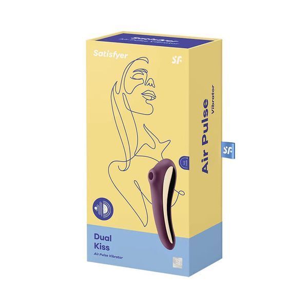 Вакуумный стимулятор с вибрацией Satisfyer Dual Kiss Wine Red SO6115 фото