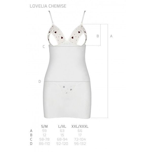 Сорочка з вирізами на грудях, стрінги Passion LOVELIA CHEMISE S/M, white SO4763 фото