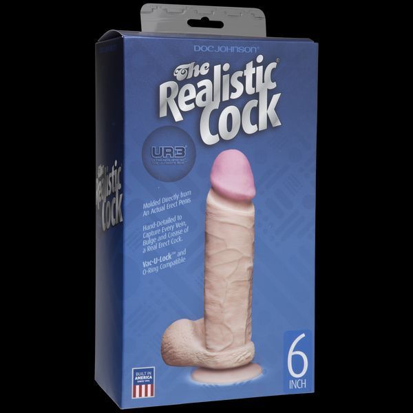 Фалоімітатор Doc Johnson The Realistic Cock 6 inch White &ndash; ULTRASKYN, Vack-U-Lock, діаметр 4,3 см SO1550 фото