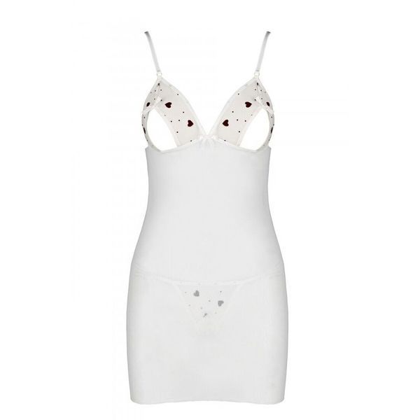 Сорочка з вирізами на грудях, стрінги Passion LOVELIA CHEMISE XXL/XXXL, white SO4764 фото