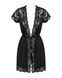 Сатиновый открытый пеньюар на поясе Obsessive 810-PEI&ndash;1 peignoir black L/XL, черный SO7161 фото 5
