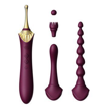 Мультифункциональный вибратор Zalo &mdash; Bess 2 Velvet Purple, 4 насадки, подогрев SO8237 фото