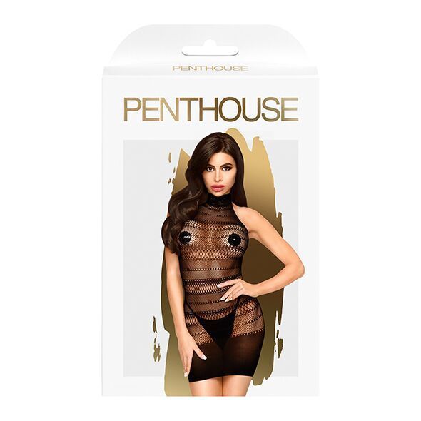 Мини-платье сетка с горлом Penthouse - Epic Night Black S/L SO4357 фото