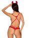 Эротический костюм чертика из стреп Obsessive Evilia teddy red S/M, боди, чокер, накладки на соски, SO7706 фото 2