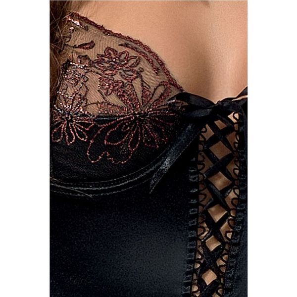 Распродажа!!! Корсет с пажами BRIDA CORSET black L/XL - Passion Exclusive, трусики, шнуровка PS22713 фото