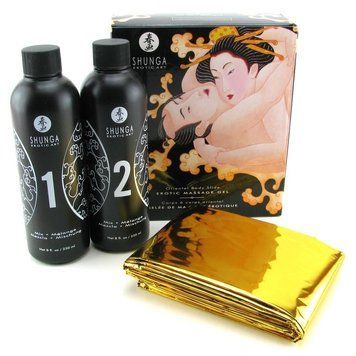 Гель для NURU масажу Shunga Oriental Body-to-Body &ndash; Melon Mango (2 x 225 мл) плюс простирадло SO2553 фото