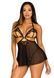 Сорочка беби-долл с открытыми чашками Leg Avenue Lace and mesh babydoll & panty Black S, стринги SO9163 фото 6
