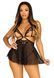 Сорочка беби-долл с открытыми чашками Leg Avenue Lace and mesh babydoll & panty Black S, стринги SO9163 фото 4