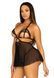 Сорочка беби-долл с открытыми чашками Leg Avenue Lace and mesh babydoll & panty Black S, стринги SO9163 фото 5