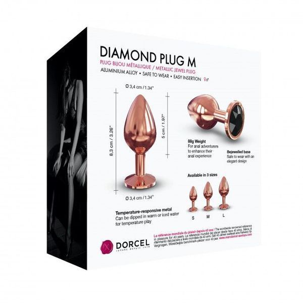 Металлическая анальная пробка с украшением в виде кристалла Dorcel - Diamond Plug Rose Gold M SO5531 фото