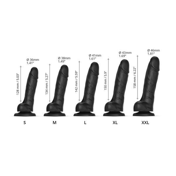 Реалистичный фаллоимитатор Strap-On-Me Sliding Skin Realistic Dildo Black M, эффект подвижной кожи SO6256 фото