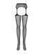 Сітчасті панчохи-стокінги з квітковим малюнком Obsessive Garter stockings S207 S/M/L, чорні, імітаці SO7266 фото 5