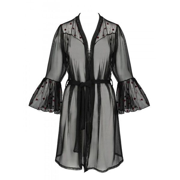 Воздушный пеньюар Passion LOVELIA PEIGNOIR L/XL, black SO4771 фото