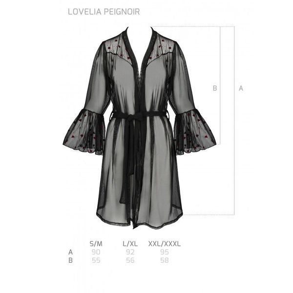 Воздушный пеньюар Passion LOVELIA PEIGNOIR L/XL, black SO4771 фото