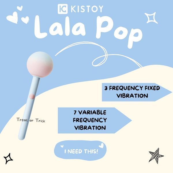 Вібратор-цукерка на паличці KISTOY Lala Pop, 2 мотори, маска на очі в комплекті SO8710 фото