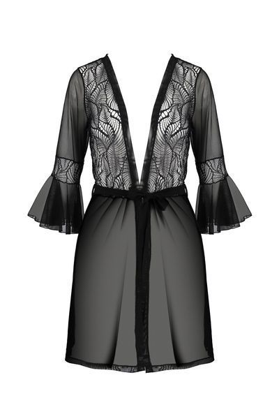 Пеньюар Passion LEAFA PEIGNOIR black XXL/XXXL - ECO Passion SX0508 фото