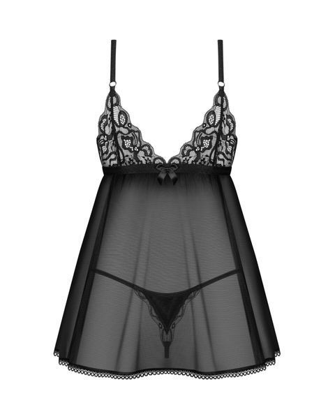 Пеньюар и трусики Obsessive Blomentis babydoll & thong XL/2XL SX1025 фото