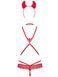Еротичний костюм чортика зі стреп Obsessive Evilia teddy red L/XL, боді, чокер, накладки на соски, о SO7707 фото 4