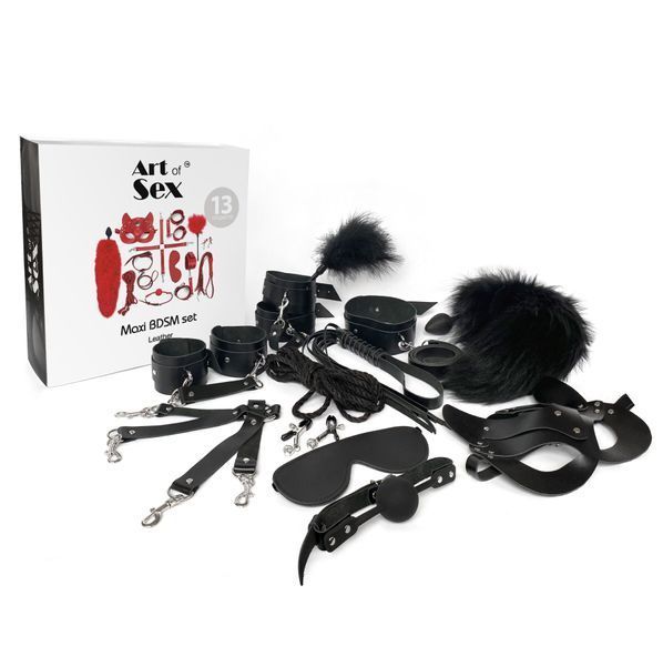 Набор BDSM Art of Sex &ndash; Maxi BDSM Set Leather, 13 предметов, черный, натуральная кожа SO7139 фото