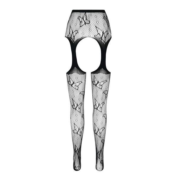 Эротические колготки-бодистокинг Passion ECO S001 white, с доступом, декор бабочки, подвязки SO7086 фото