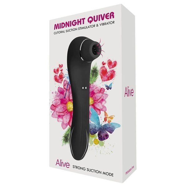 Вібратор і вакуумний стимулятор Alive Midnight Quiver Black - іграшка 2 в 1 SO3833 фото