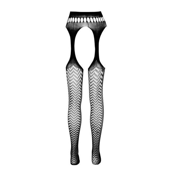Эротические колготки-бодистокинг Passion ECO S002 black, с доступом, геометрическое плетение SO7087 фото