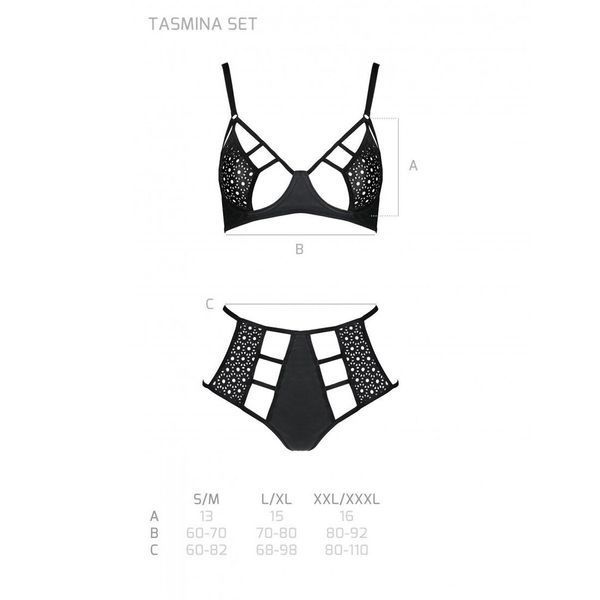 Распродажа!!! Комплект из эко-кожи Passion Tamaris Set black S/M, бюстгальтер и трусики SO5797 фото