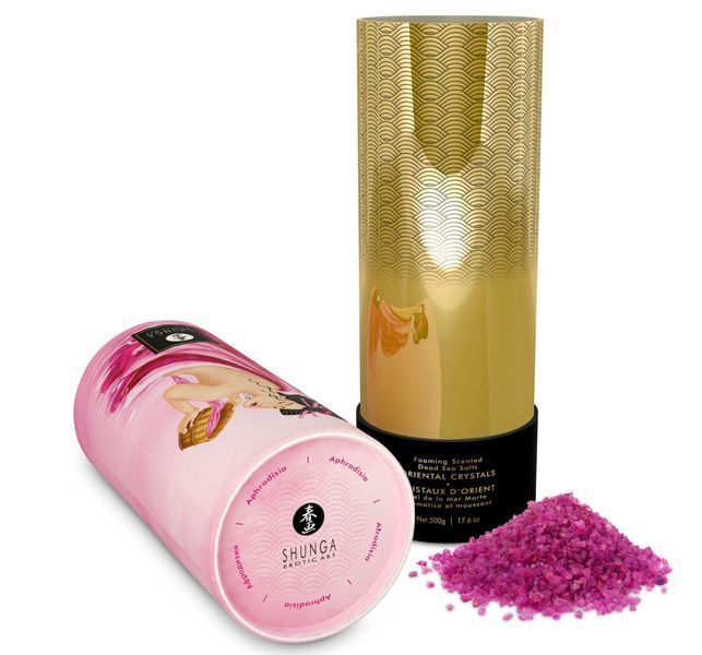 Пенящаяся соль для ванны Shunga Dead Sea salt Oriental Crystals &mdash; Rose Petal (500 г), соль Мертвого SO6893 фото