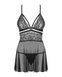 Еротичний мереживний комплект із сіточкою Obsessive 838-BAB-1babydoll & thong black S/M, чорний, пен SO7181 фото 6