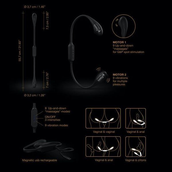 Вибратор на гибкой сцепке со стимуляцией пальчиком Dorcel DUAL EXPLORER SO5079 фото